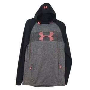 Under Armour ColdGear Fitted Hoodie Grey Black Orange Mens Medium Sweatshirt